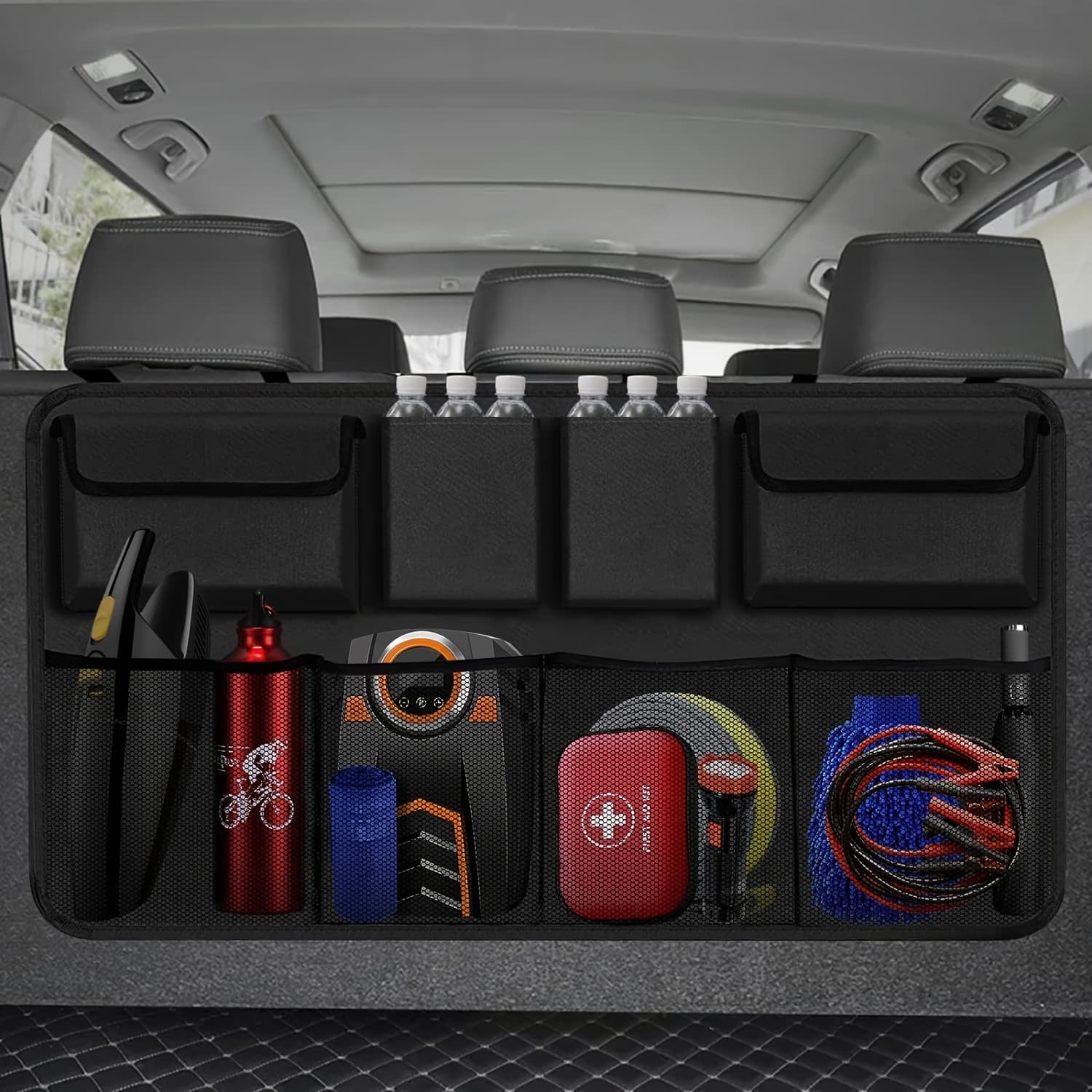 TEMU Rear Seat Storage Bag For Cars, Featuring A Multifunctional Net Pocket And Organizer For Additions, Ideal For Travel