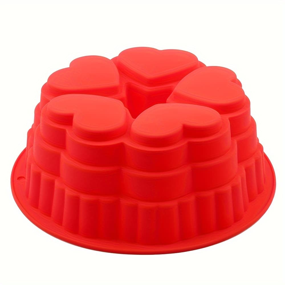TEMU 1pc Single-piece Silicone Round Cake Mold, -grade Silicone Heart-shaped Cake Mold, Suitable For Making Jelly, Bread, Pudding, Baked Goods, Chiffon Cakes, Etc. Baking Supplies, 9 Inches.
