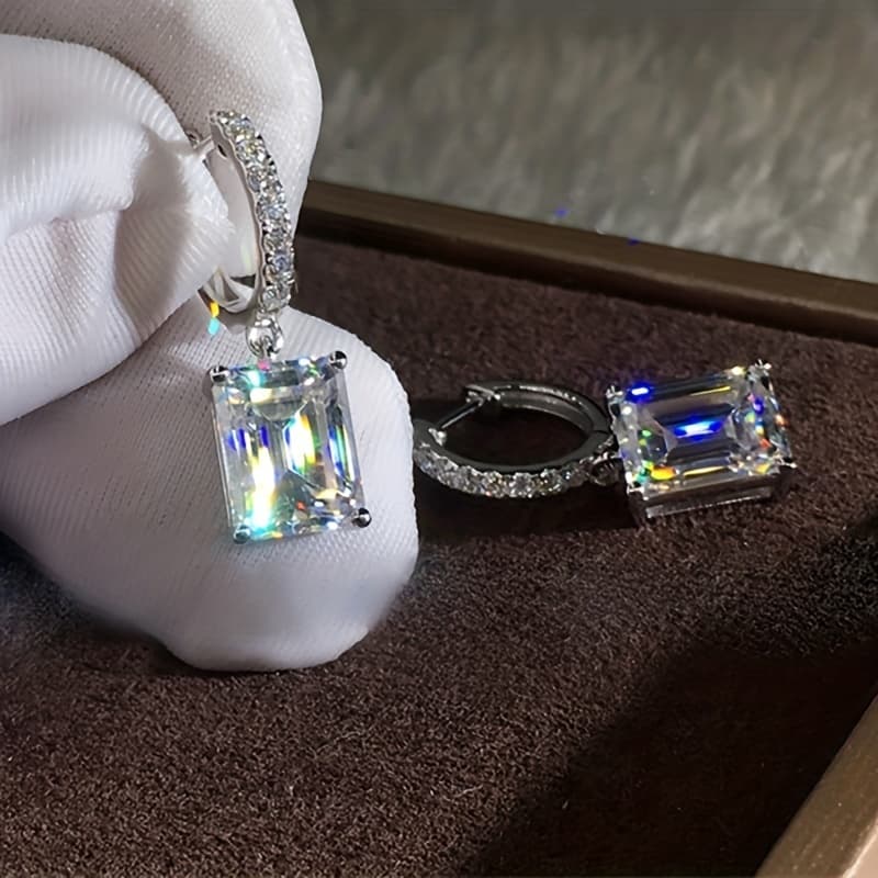 TEMU Exquisite Synthetic Zirconia Drop Earrings For Women, Wedding Gift,