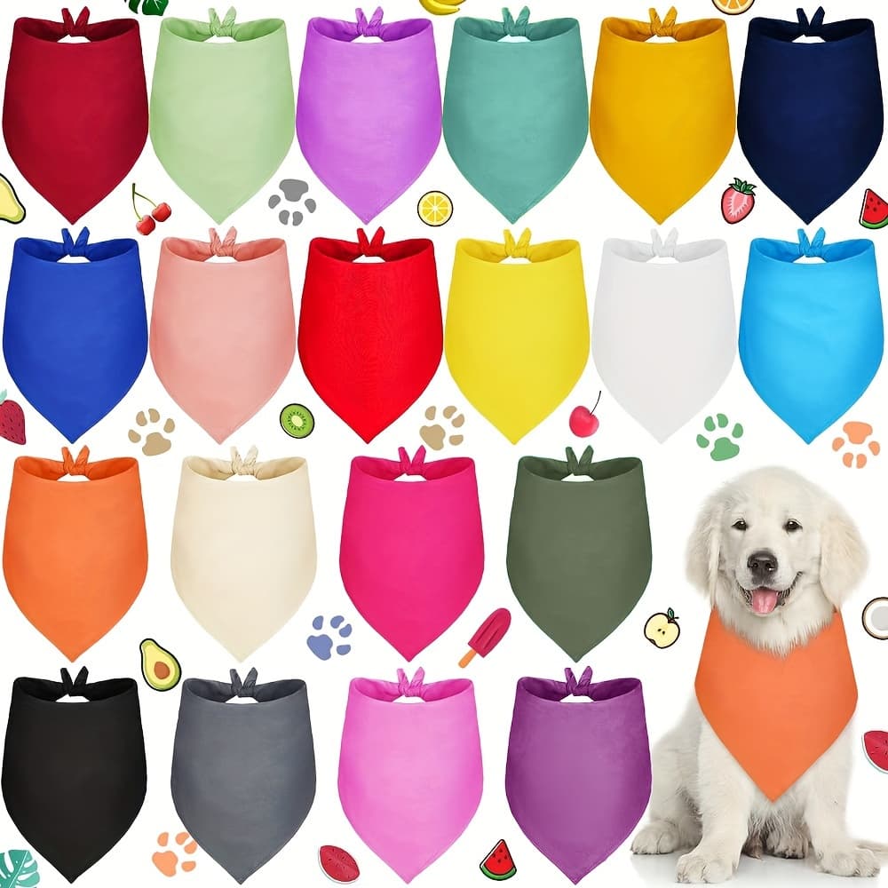 TEMU 20pcs Sublimation Dog Bandanas Bulk Washable Puppy Bandana Blank Dog Bandanas Dog Bibs Heat Transfer Adjustable Dog Bandana For Small Medium Large Pets