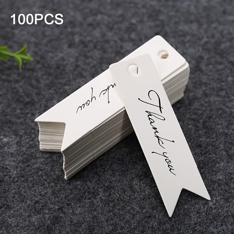 TEMU 100pcs Thank You Gift Tags - & White Paper Hanging Labels For Baking, Gifts & Party Favors