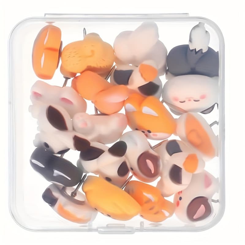 TEMU 20pcs Cute Thumb Tacks, Cute Cat Push Pins Decorative Push Pins For Cork Board Animal Push Pins For Bulletin Board Photo Wall Map Home Office
