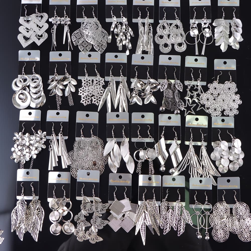 TEMU 10pairs/lot Fashion Korean Lady Long Tassel Hook Earrings, European Earrings Hollow Leaf Earrings, Versatile Daily Party Gifts Random Style, Without Box