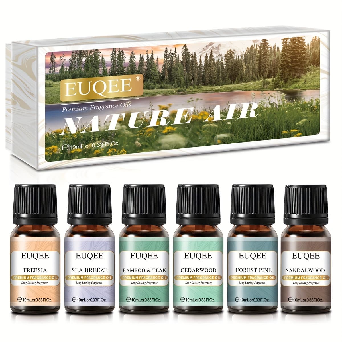TEMU Euqee 6pcs 10ml Fragrance Oils Set - Perfect For Diffuser, Humidifiers & Candle Making - , , Bamboo & Teak, , Sandalwood, , Long Lasting Clean Scent, Best Gifts