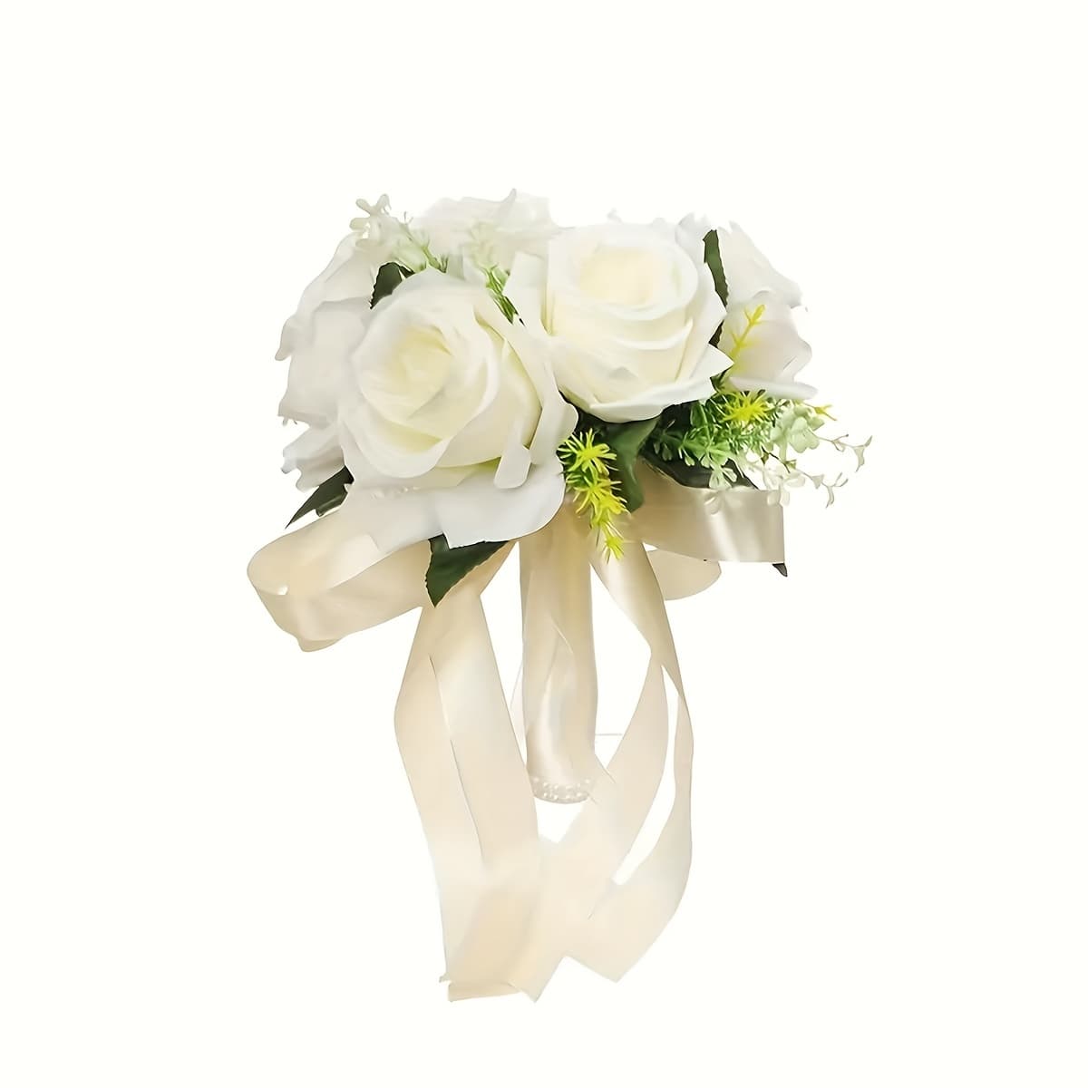 TEMU Wedding Bouquets For Bride Bridesmaid Simulation Flowers For Bride Artificial Wedding Decorative Flowers Hand Holding Fake Bouquet Wedding Decoration，artificial Roses Flowers Wedding Decoration