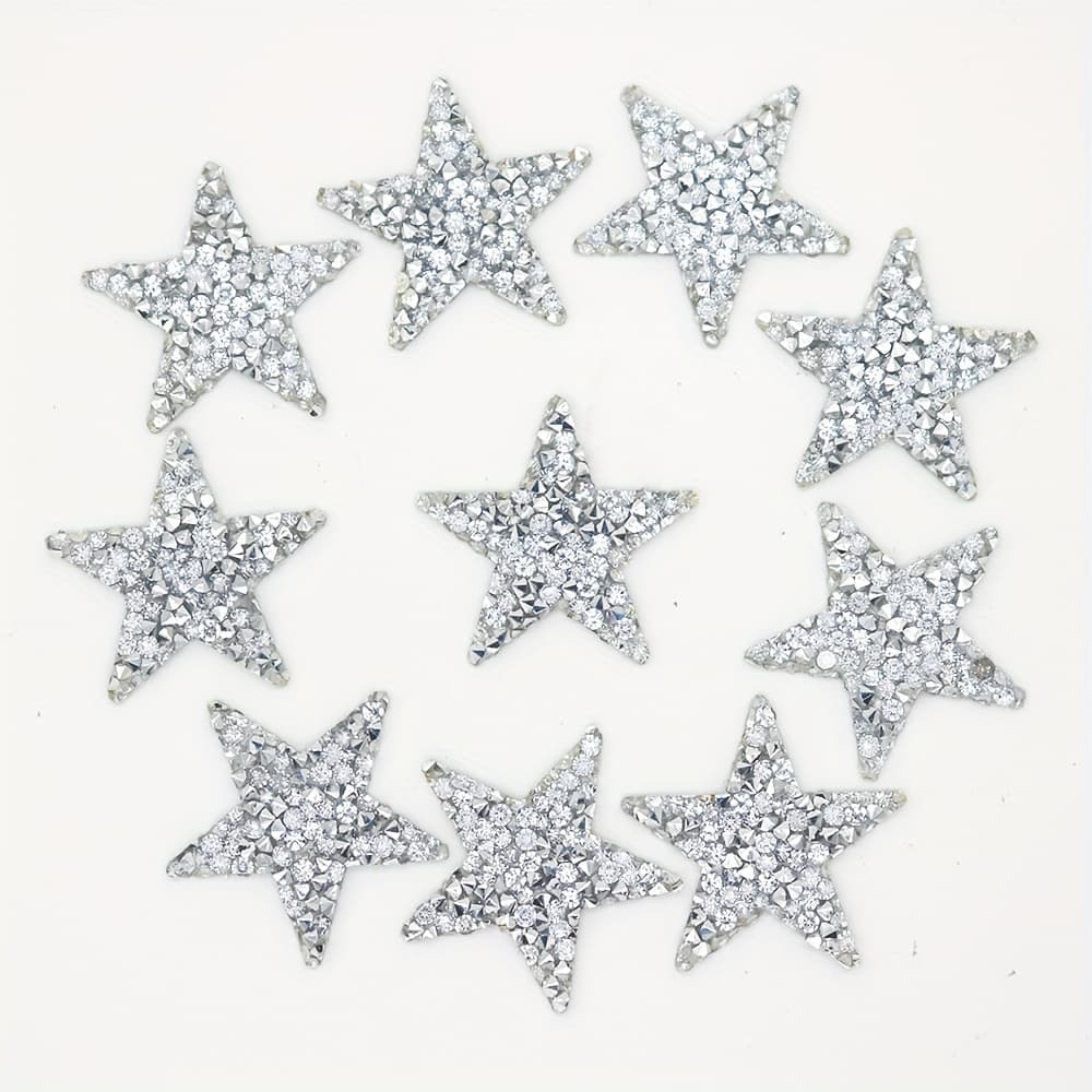 TEMU 10pcs Change Tutto Sparkling Star Patches - Decals Suitable For Clothing, Jeans, Bags, & Repair/decorations - Diy Iron-on Appliques