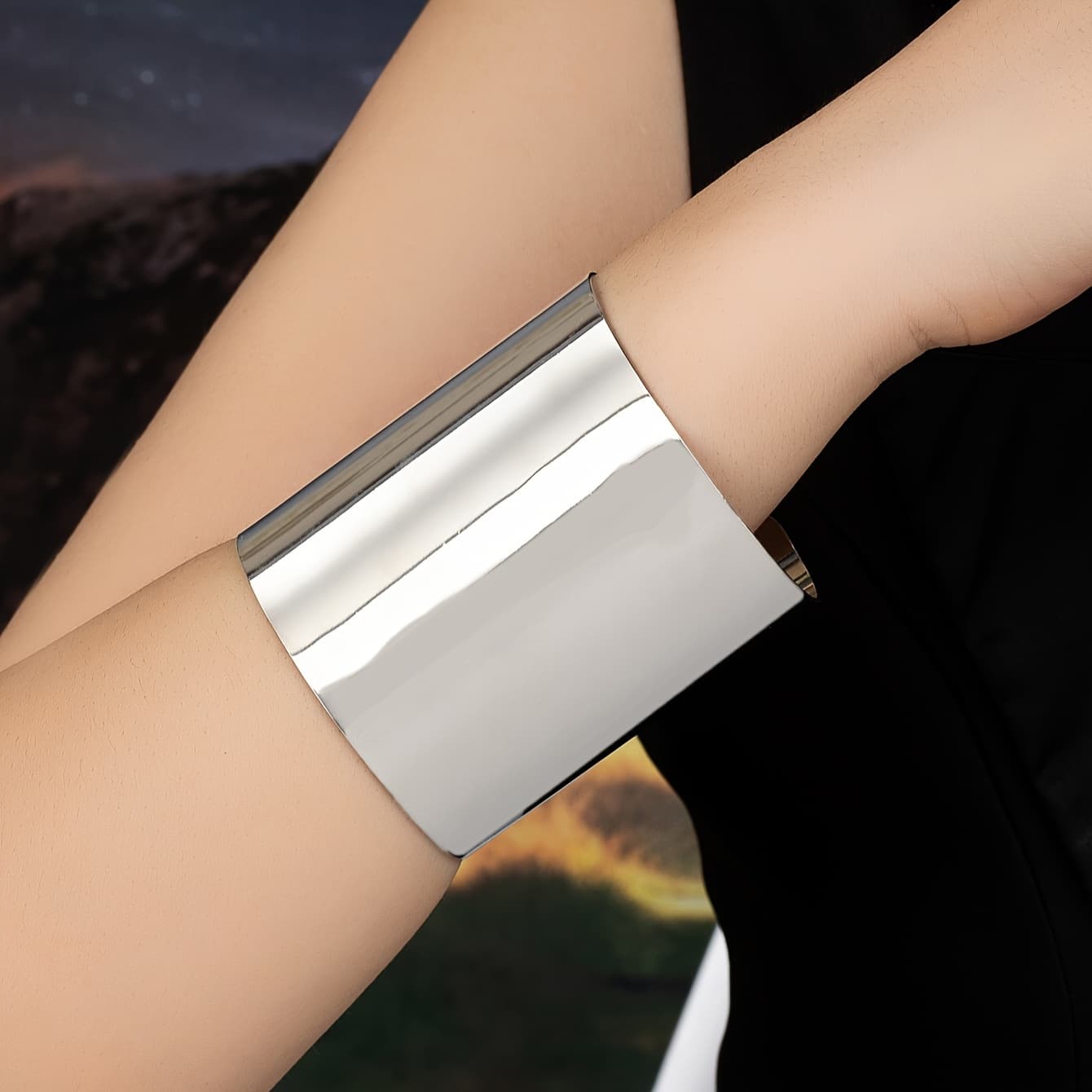 TEMU A Women's Metal Women' Open Metal Shiny Bracelet