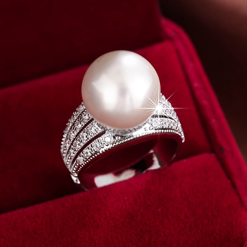 TEMU Fashionable Wide-band For Women, Set With Synthetic Synthetic Zirconia