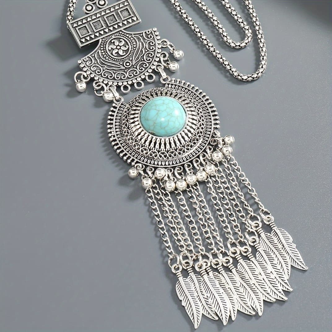 TEMU Retro European And American Storm, Semitic Storm, Bead Hanging Hollow Alloy Necklace