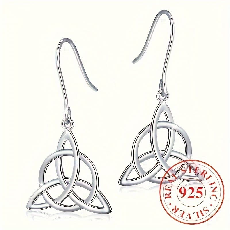 TEMU Stylish 2.5g 925 Silvery Earrings Featuring A Easy Celtic In A Circular Shape, Perfect For Women To Retro Outfits And Trendy Party Attire