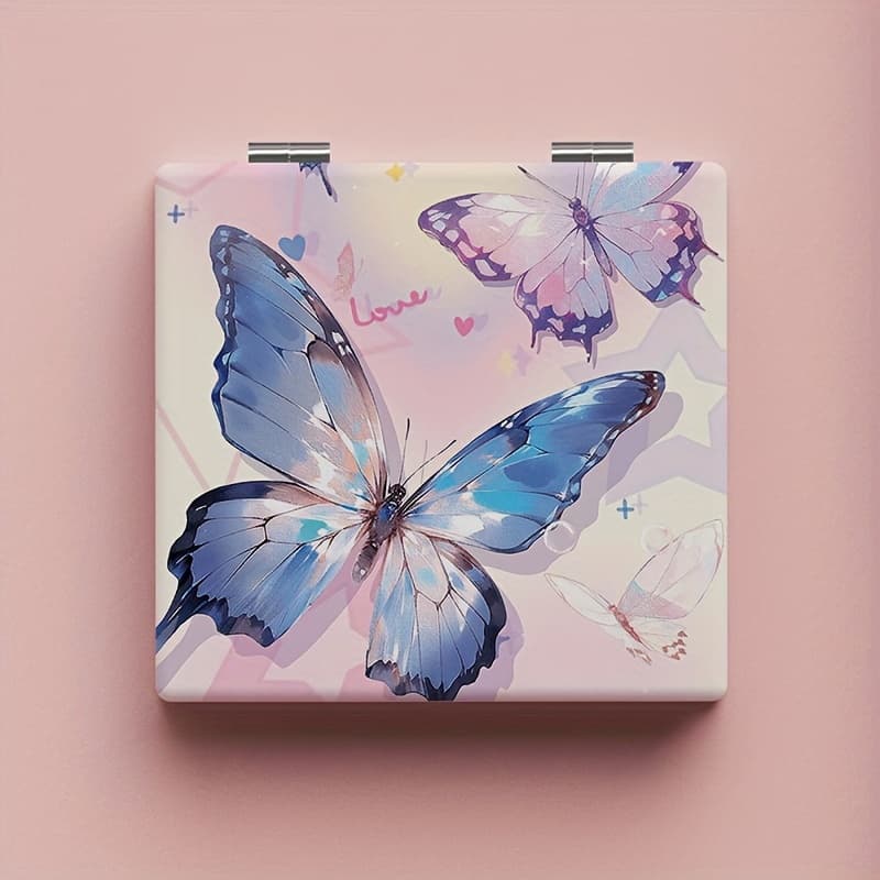 TEMU A Compact, Foldable Double-sided Makeup Mirror Featuring A Creative , Perfect For Touch-ups
