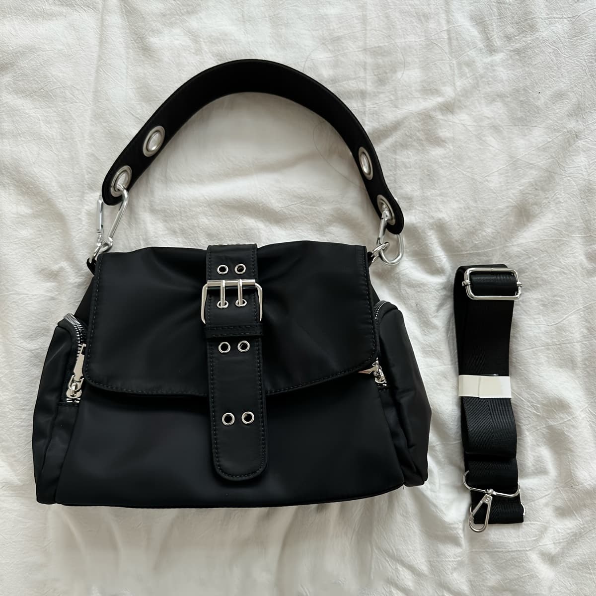 TEMU Y2k Bag Wide Shoulder Strap Single Shoulder Diagonal Cross Underarm Bag Women's Nylon Handbag Handbag