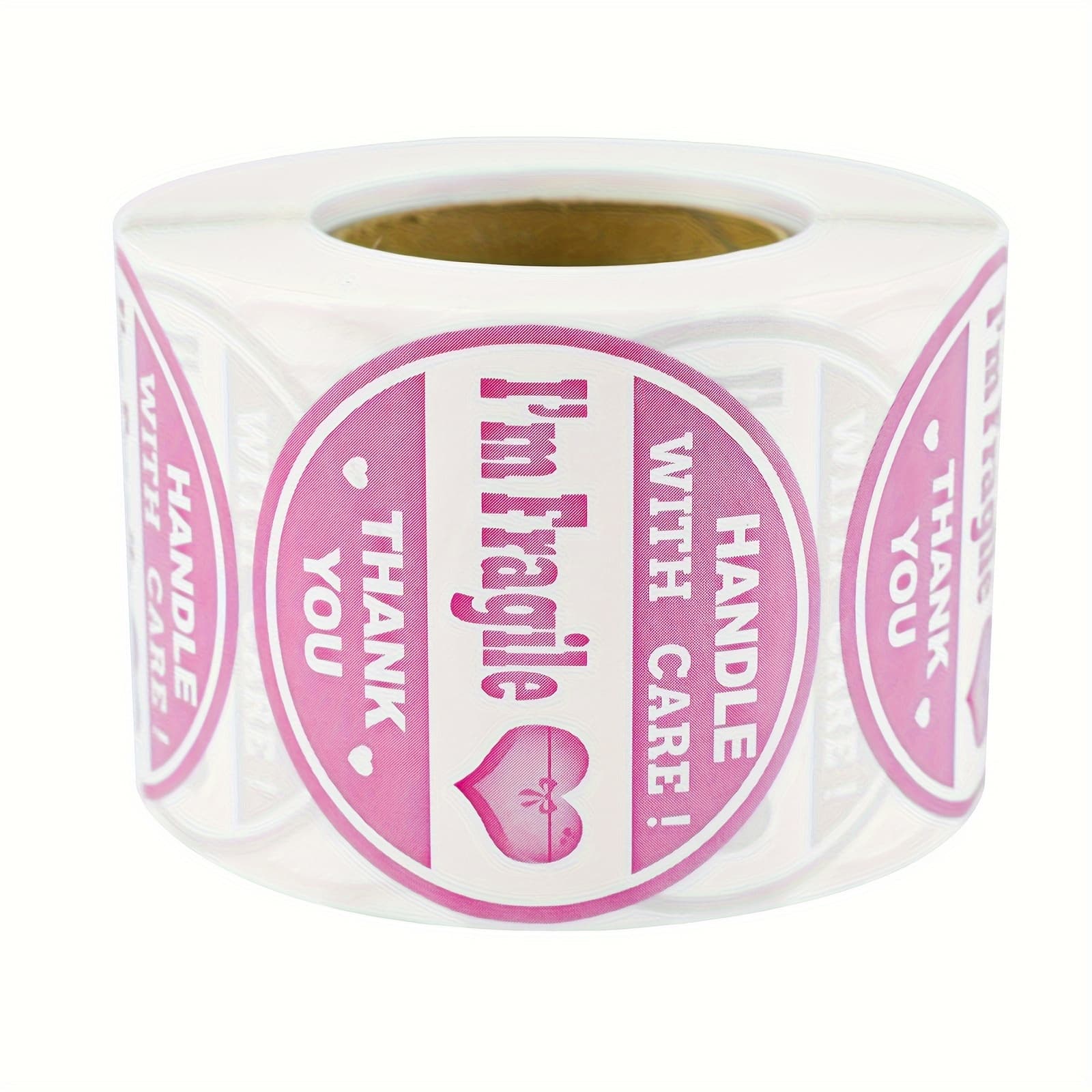 TEMU 500pcs 2in/5.1cm Pink "handle With Care" "fragile" Heart-shaped Shipping Warning Label Stickers For Transport, Mailing, Cartons, And Envelopes