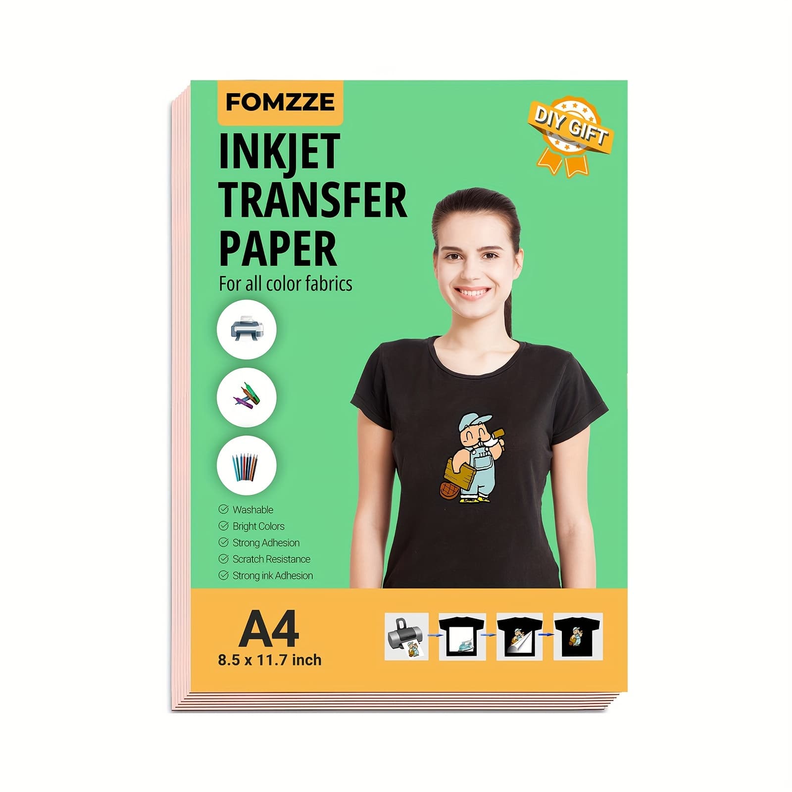 TEMU 10/20 Sheets Iron On Heat Transfer Paper For Black And Dark Color T Shirts, Printable Heat Transfer Vinyl For Any Inkjet & Laser Printer, 8.5x11", Suitable For All Color Fabric