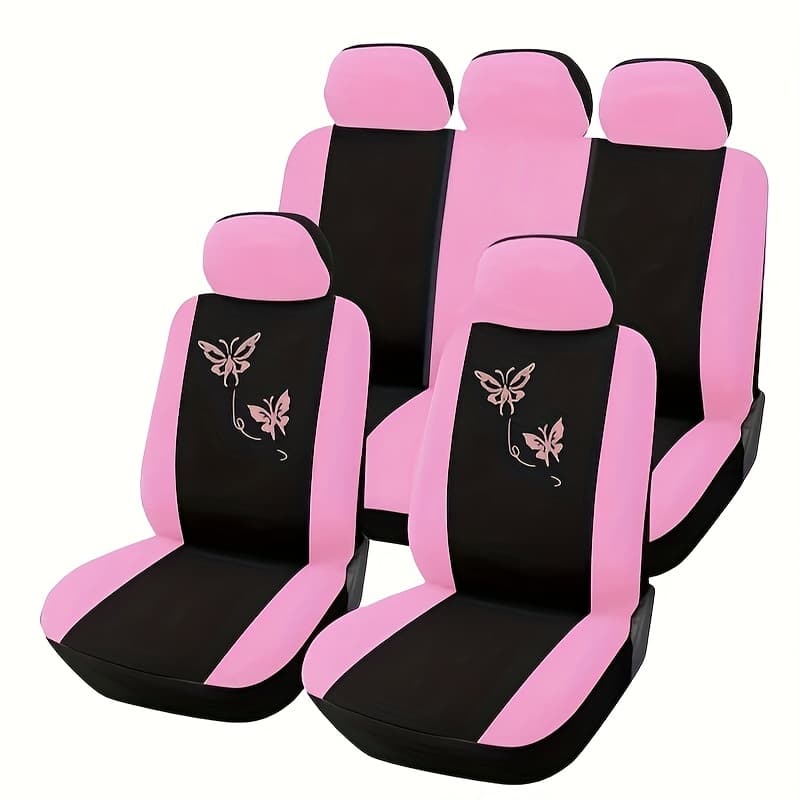 TEMU Embroidered Pink Car Seat Covers 5-seat (universal Fit)