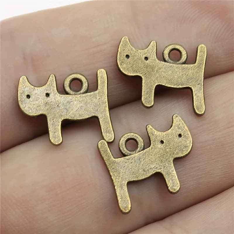 TEMU 20pcs Vintage Cat Pendant Diy Handmade Necklace Bracelet Earrings Pendant Charm Jewelry Accessories 14x12mm