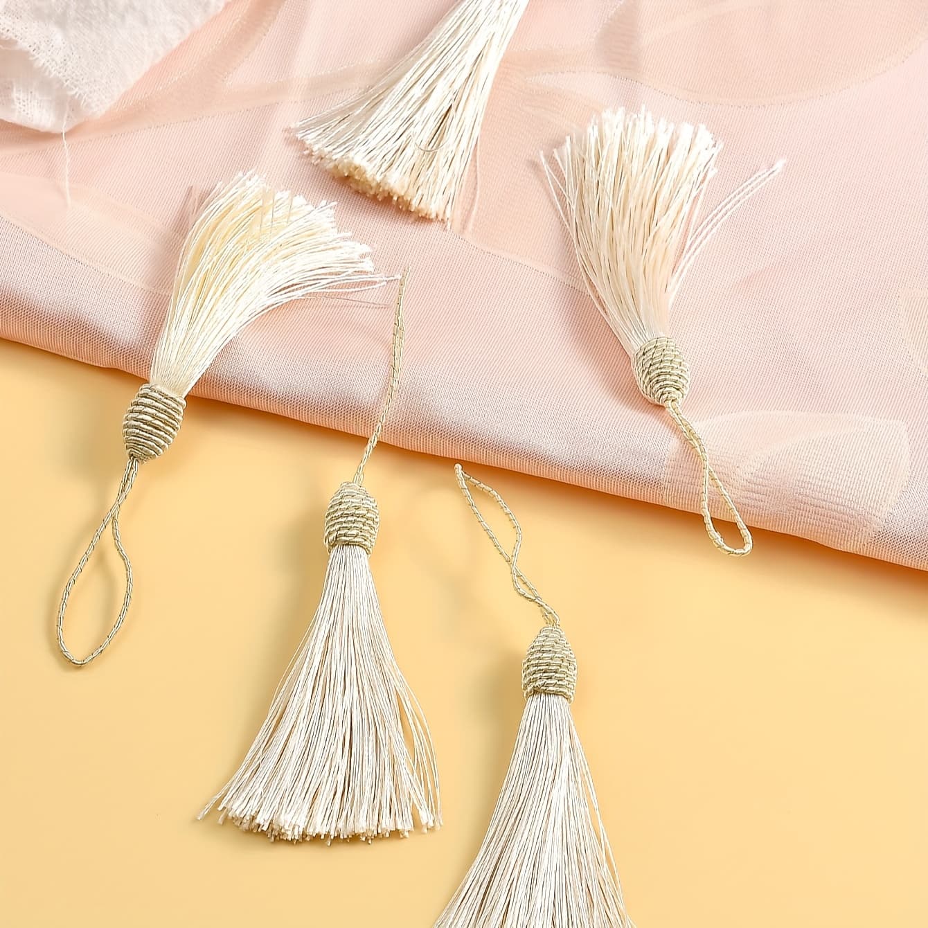 TEMU 10pcs Of Off-white Tassels For Clothing Decoration, Tassel Ornaments For New Year And Christmas
