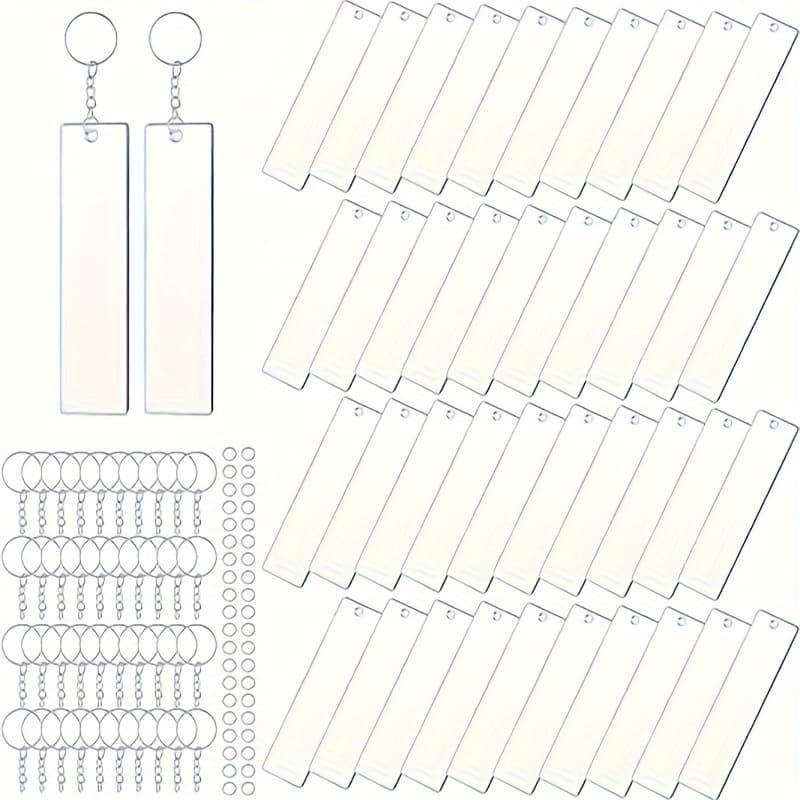 TEMU 2d Flat, 120pcs 2d Rectangular Acrylic Blank Keychain Making Diy Craft Keychain Accessories Blank Acrylic Keychain