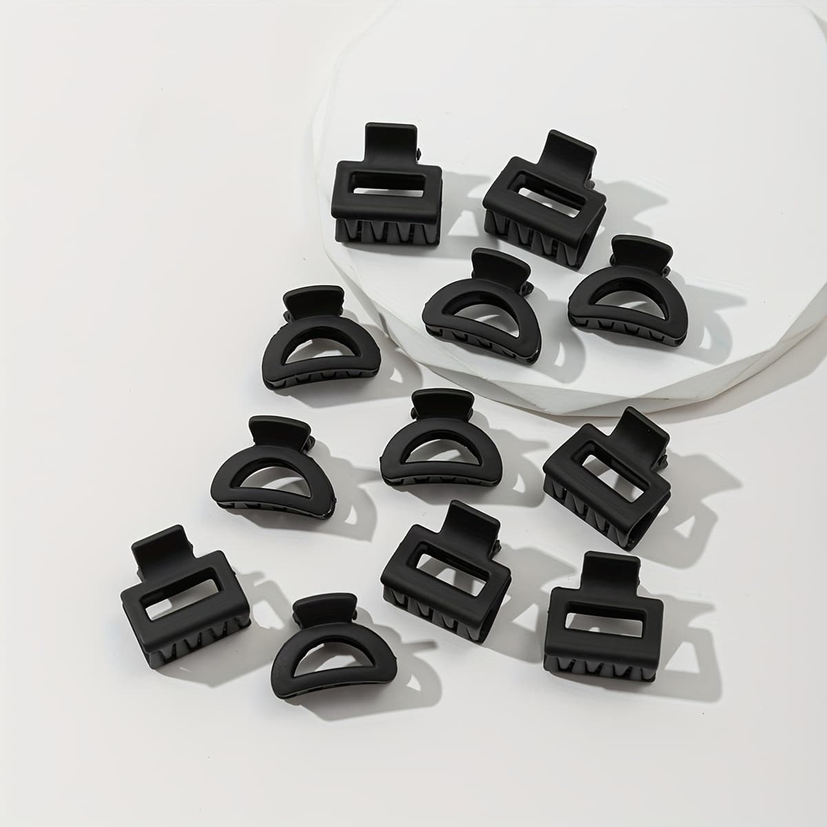 TEMU 12pcs Black Women's Hair Additions Square Easy Plastic Mini Hair Claws