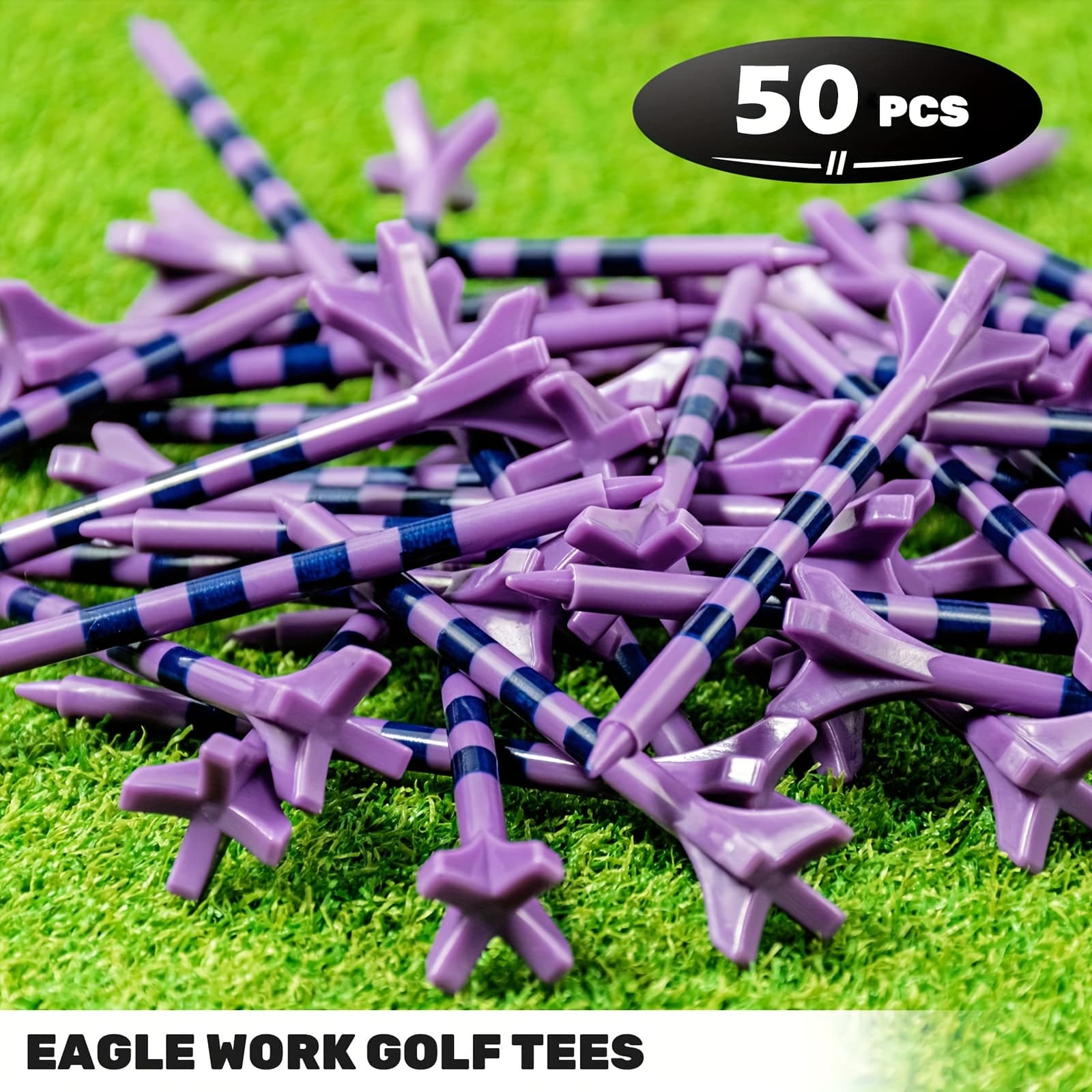 TEMU 50/100pcs Plastic Golf Tee, 3-1/4 Inch 4-tooth Golf Tee, More Durable And Stable, Reduces Friction And Plastic Tee
