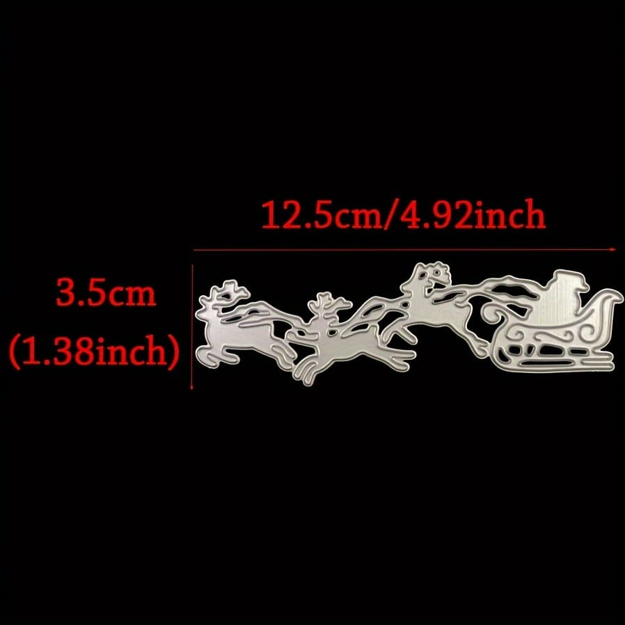 TEMU Sled/elk/santa Steel Cutting Dies | Winter Metal Templates For Christmas Cards, Snowflake Gift Wrapping, Holiday Decor & Paper Crafts In Silvery Grey