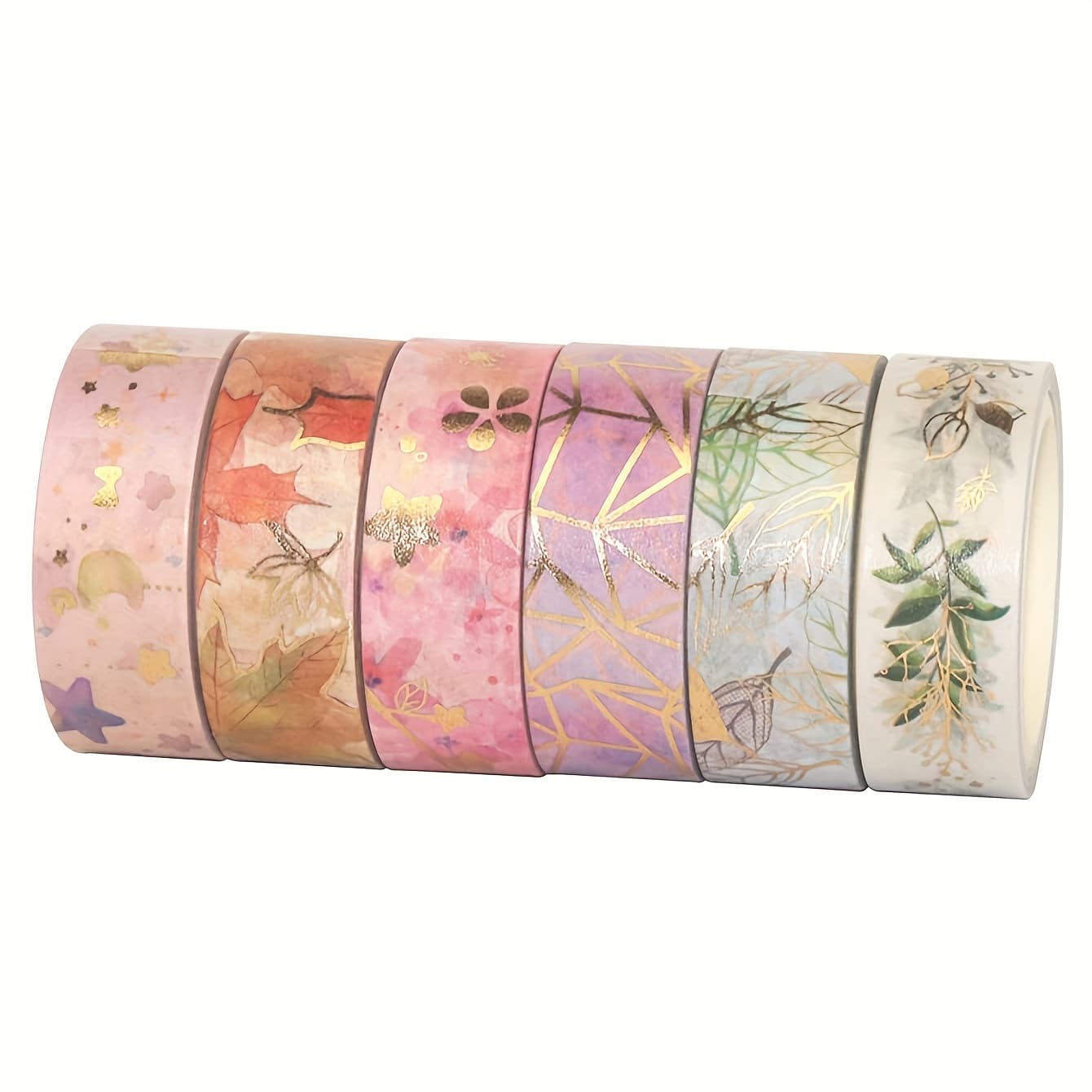 TEMU A Set Of 6 Rolls Of Floral And Paper Washi Tape, Perfect For Creative And Exquisite Handmade Art Decoration Materials
