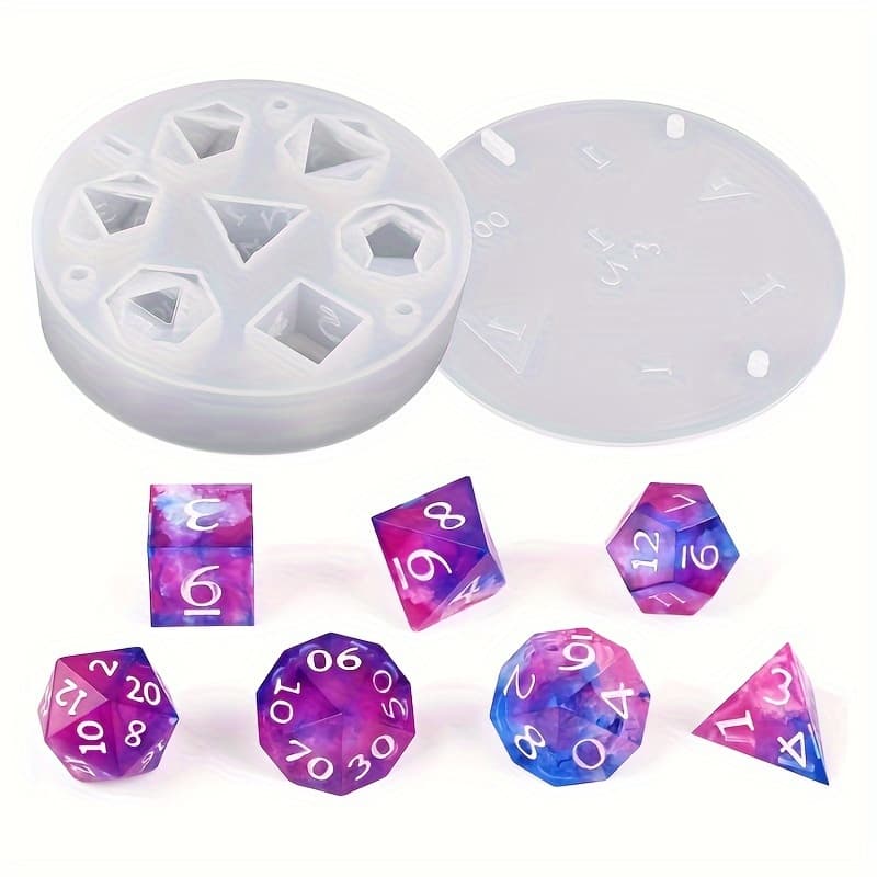 TEMU Resin Dice Mold, Dnd Dice Molds For Resin, 7 Cavities Polyhedral Dice Silicone Molds For Epoxy Resin Casting Diy Standard Dice Table Board Game Lovers Gift