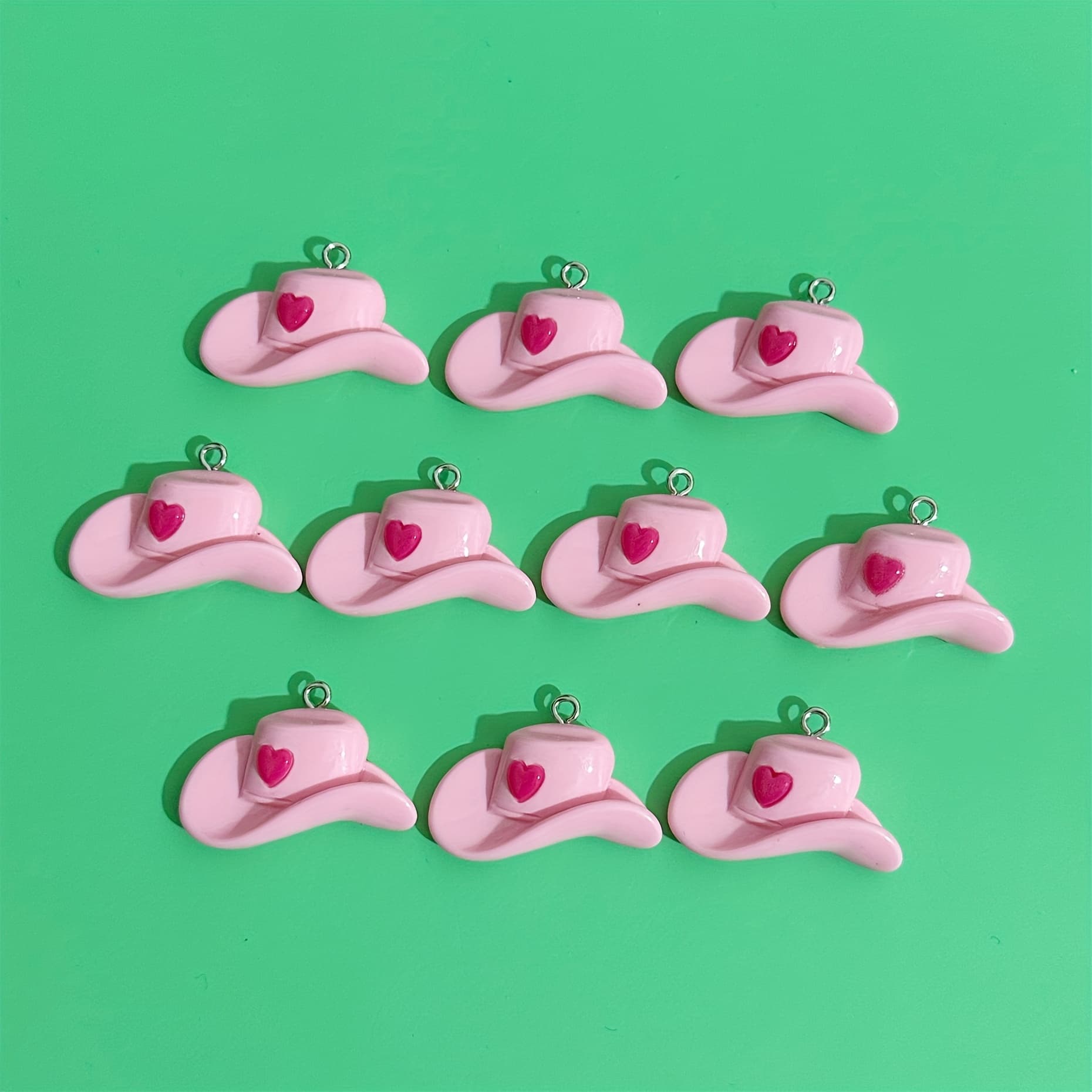TEMU 10pcs Set Of Fashionable -shaped Hat-shaped Handmade Jewelry Pendants, Earrings, Chain Accessories, Creative Gift Earrings, Necklaces, Bag Charms, And Resin Components