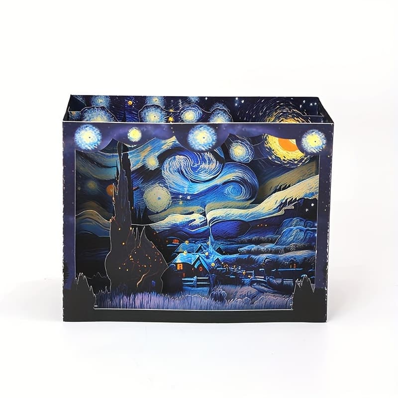 TEMU 1pc Van Starry Night Pop-up Card With Envelope - 3d , Vibrant Colors, Perfect Gift For Art Lovers, Birthday, , Father's Day, Valentine's Day, Christmas