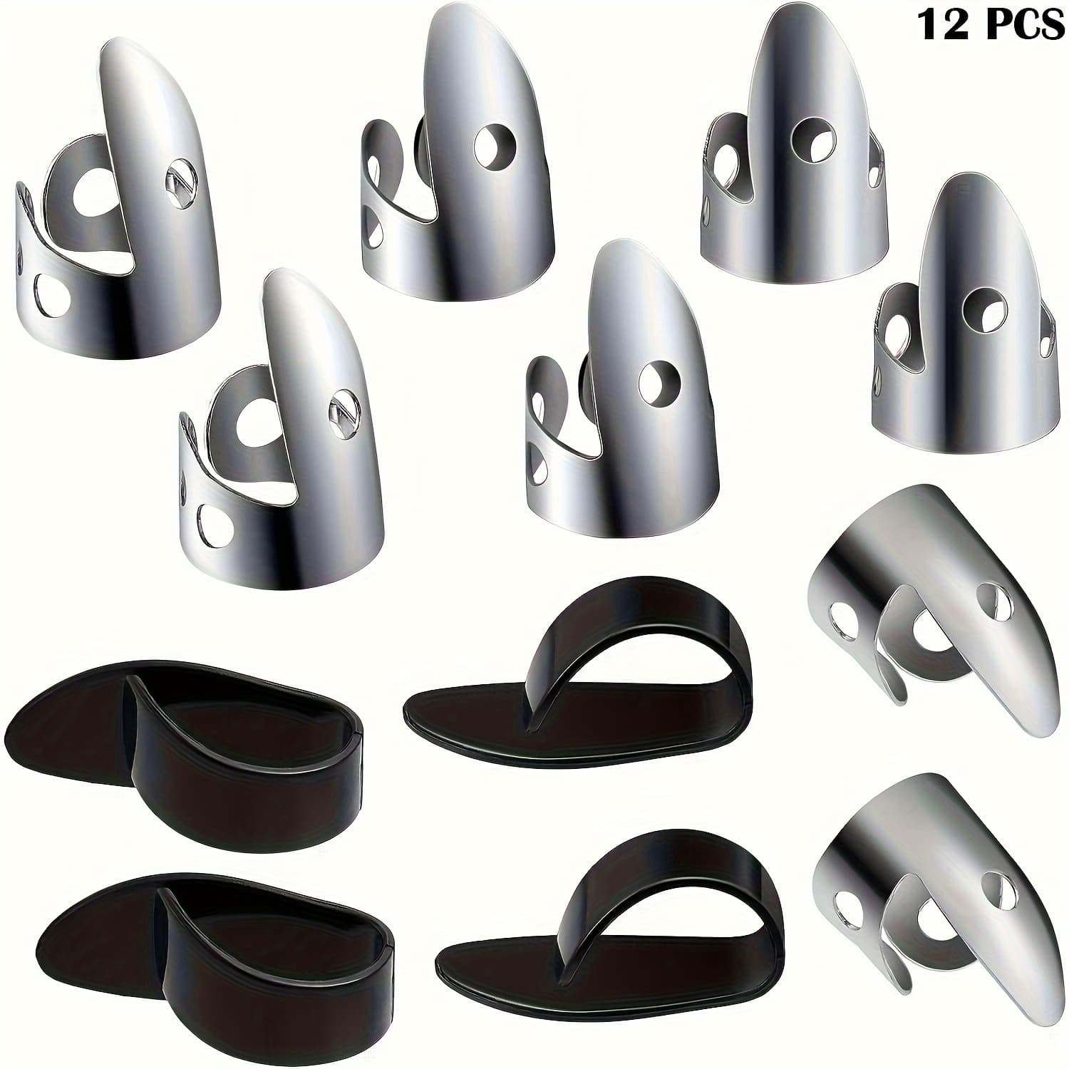 TEMU 12pcs Steel Finger Pick Set, Including Stainless Steel Finger And Thumb Picks, Metal Finger Picks, Adjustable Bass Finger Picks For Guitars, , And Other Instruments