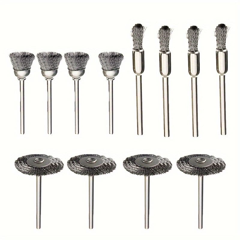 TEMU 12pcs Wire Brushes Set, Steel Wire Wheels Pen Brushes Set Kit Accessories For Rotary Tool
