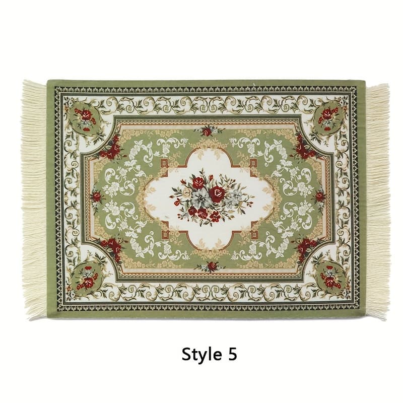 TEMU Persian Mini Woven Rug Mat Mouse Pad Retro Style Carpet Pattern Cup Laptop Pc Mouse Pad With Tassels Home Office Table Decor Coaster Doll Decorations