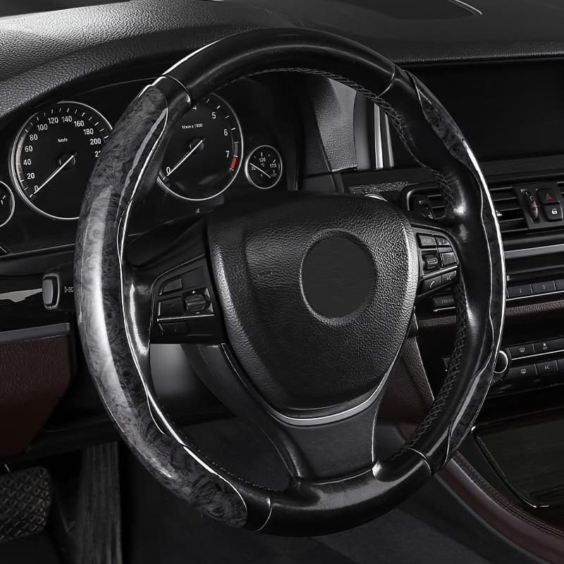 TEMU New High-end Pu Leather Steering Wheel Cover, Thin Anti-slip Sweat-absorbing Premium Grip Cover, Steering Wheel Protective Cover, , Car Interior Accessory