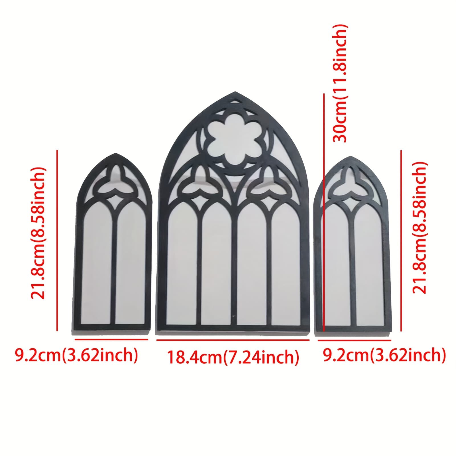 TEMU Acrylic Mirror Wooden 3 Sets Gothic Baroque Cathedral Decorative Wall Mirror