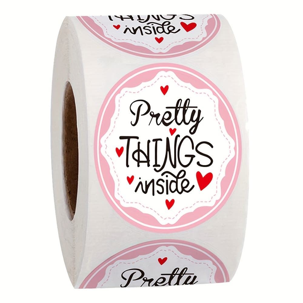 TEMU 500pcs Inside Stickers 1inch Pink Paper Thank Stickers With Hearts Gift Bakery Seal Label