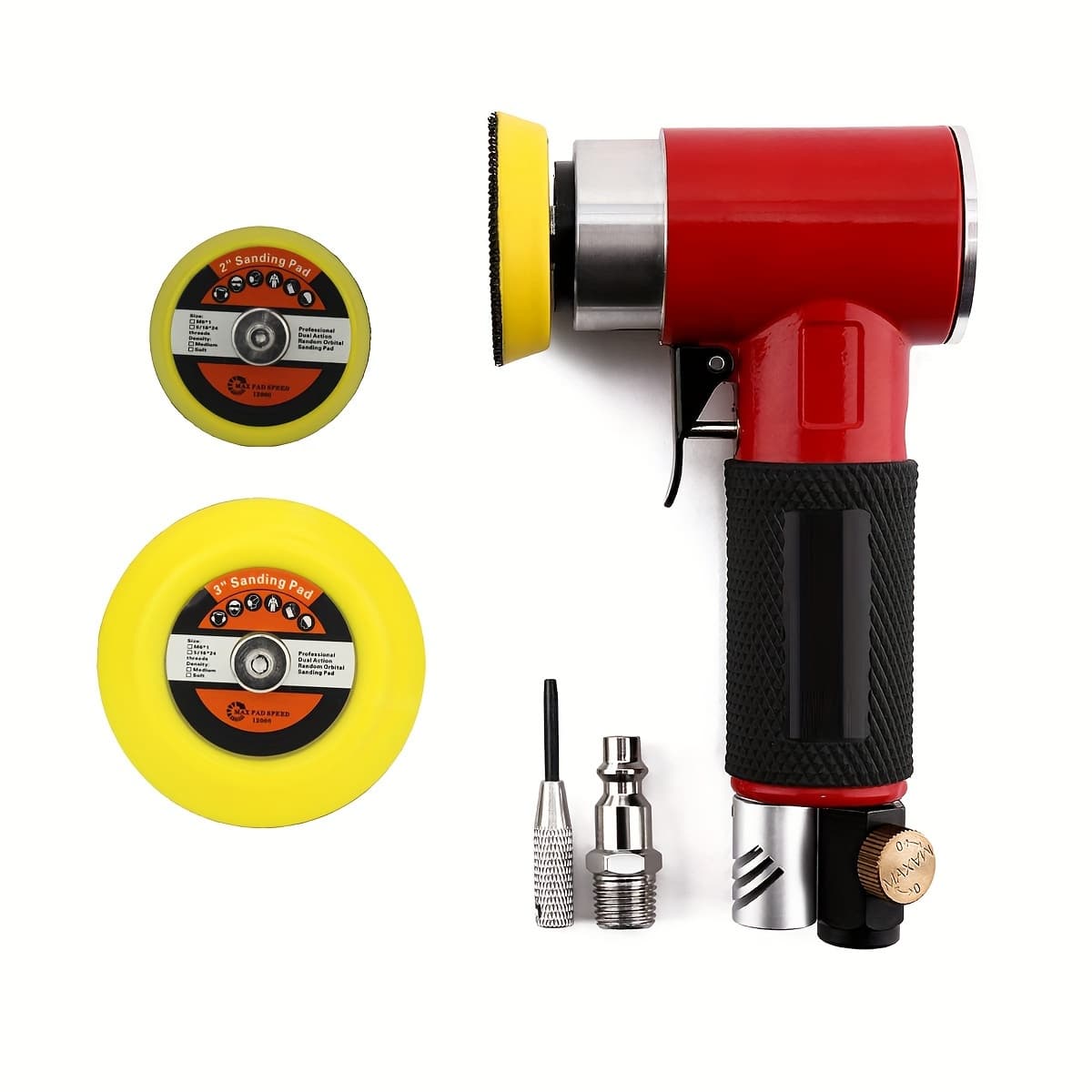 TEMU 2" 3" Mini Air Sander, Pneumatic Sander Random Orbital Polisher With M6 2" 3"plate Adjustable Airflow Valve Us Eu Jp Connector