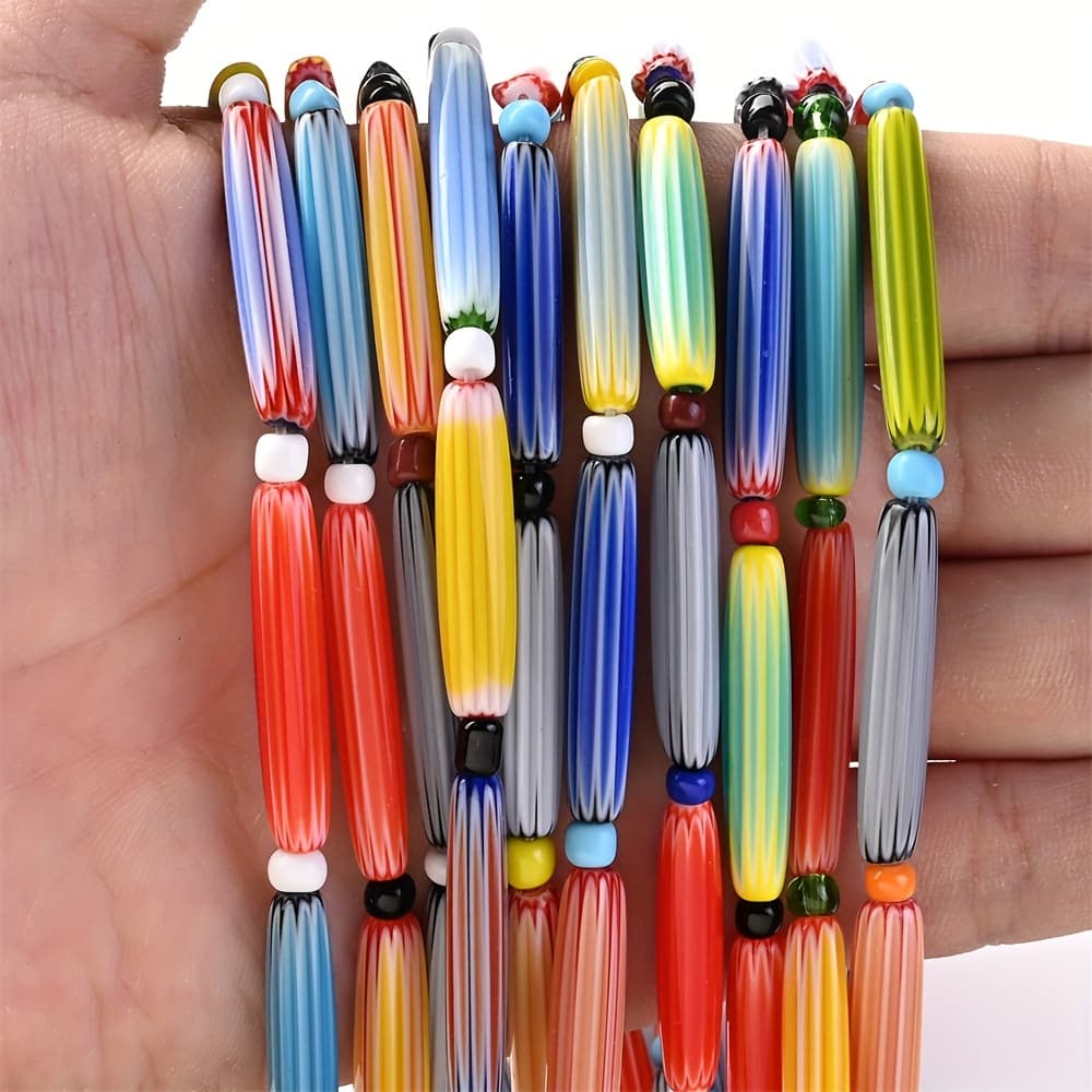 TEMU 5mm Nepal Colorful Long Seed Beads Handmade Glass Beads For Jewelry Making Bracelet Necklace Supplies
