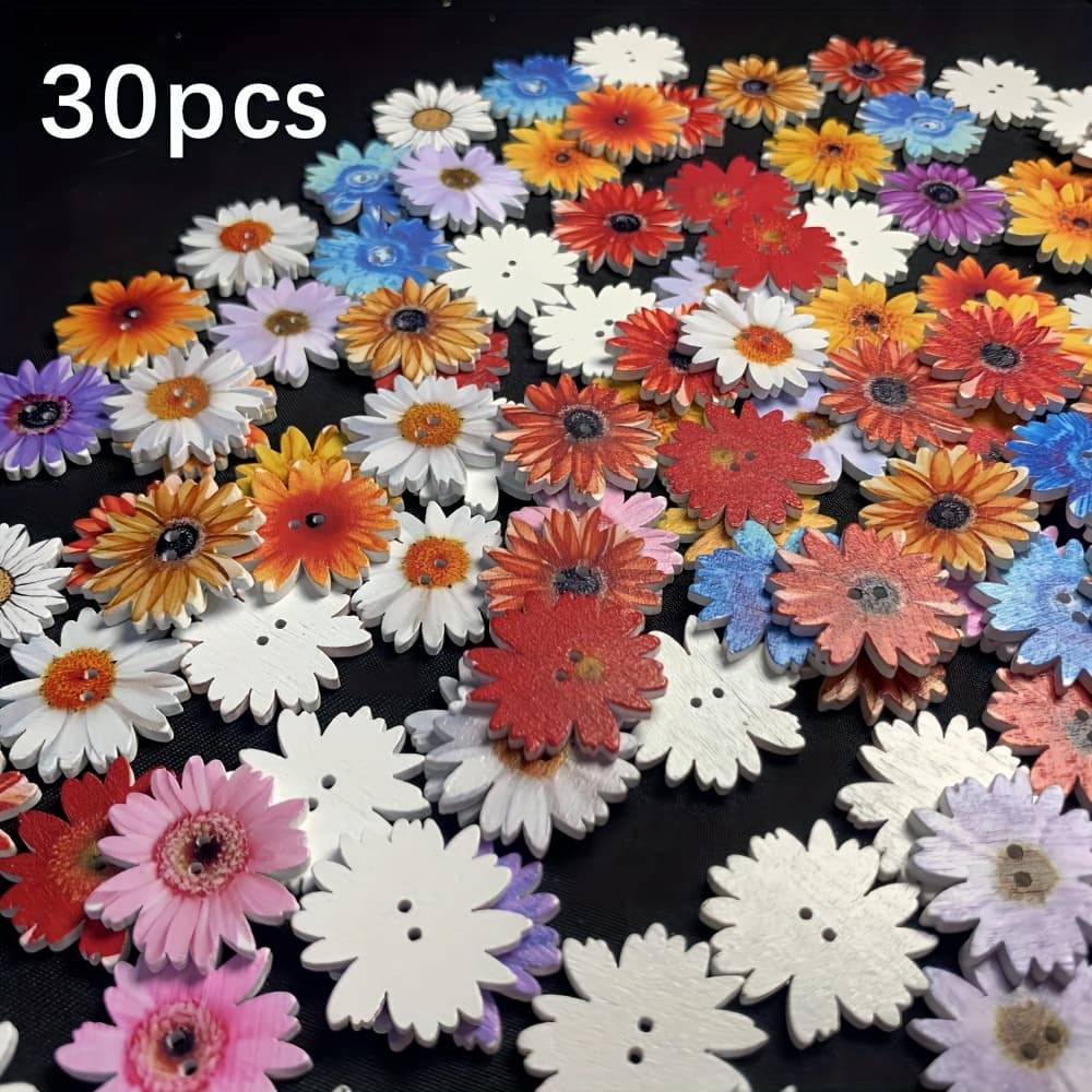 TEMU 30/50/100pcs Buttons For Crafts 25mm Decorative Flowers Buttons With Holes For Diy Sewing Crafts Knitting Clothes Scrapbooking Embellishments