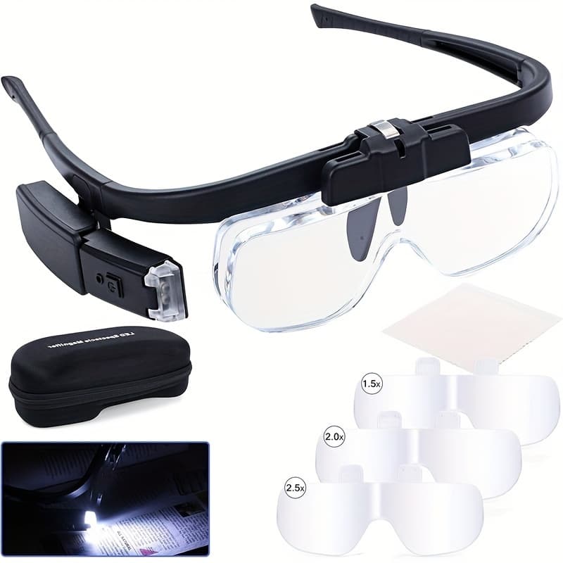 TEMU Headband Magnifier With Adjustable Light, Dual-slot Illuminated Magnifying Glass For Reading, Jewelry, Watch Repair, And Work (up To 4.5x), The Best Christmas Gift.