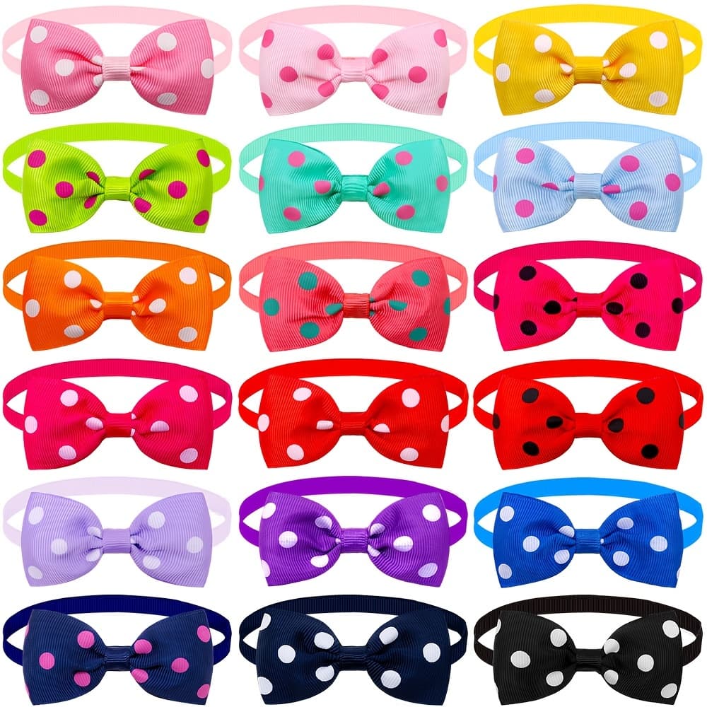 TEMU Pet Bow Tie, Polka Dot , Suitable For Cats And Small Dogs, 10pcs Set, Colors Random