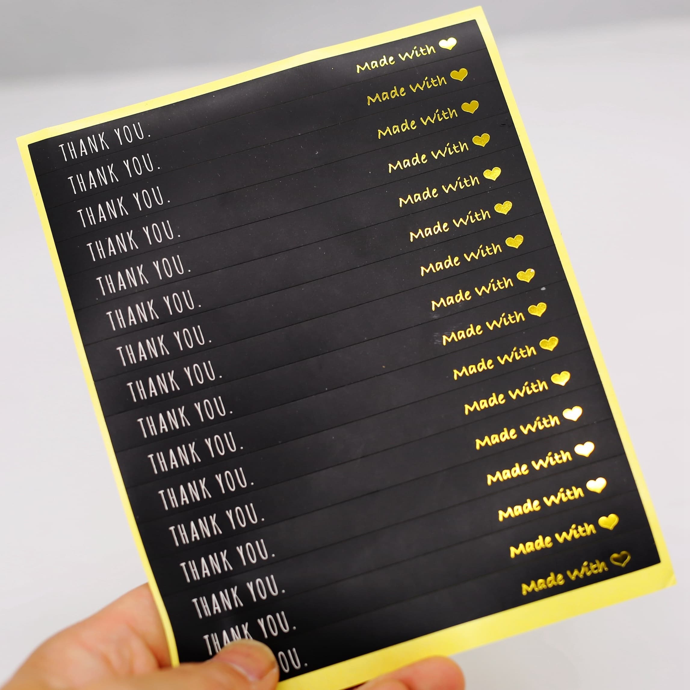 TEMU Long Strip Thank You Handmade Black And Stamping Stickers Packaging Gift Stickers