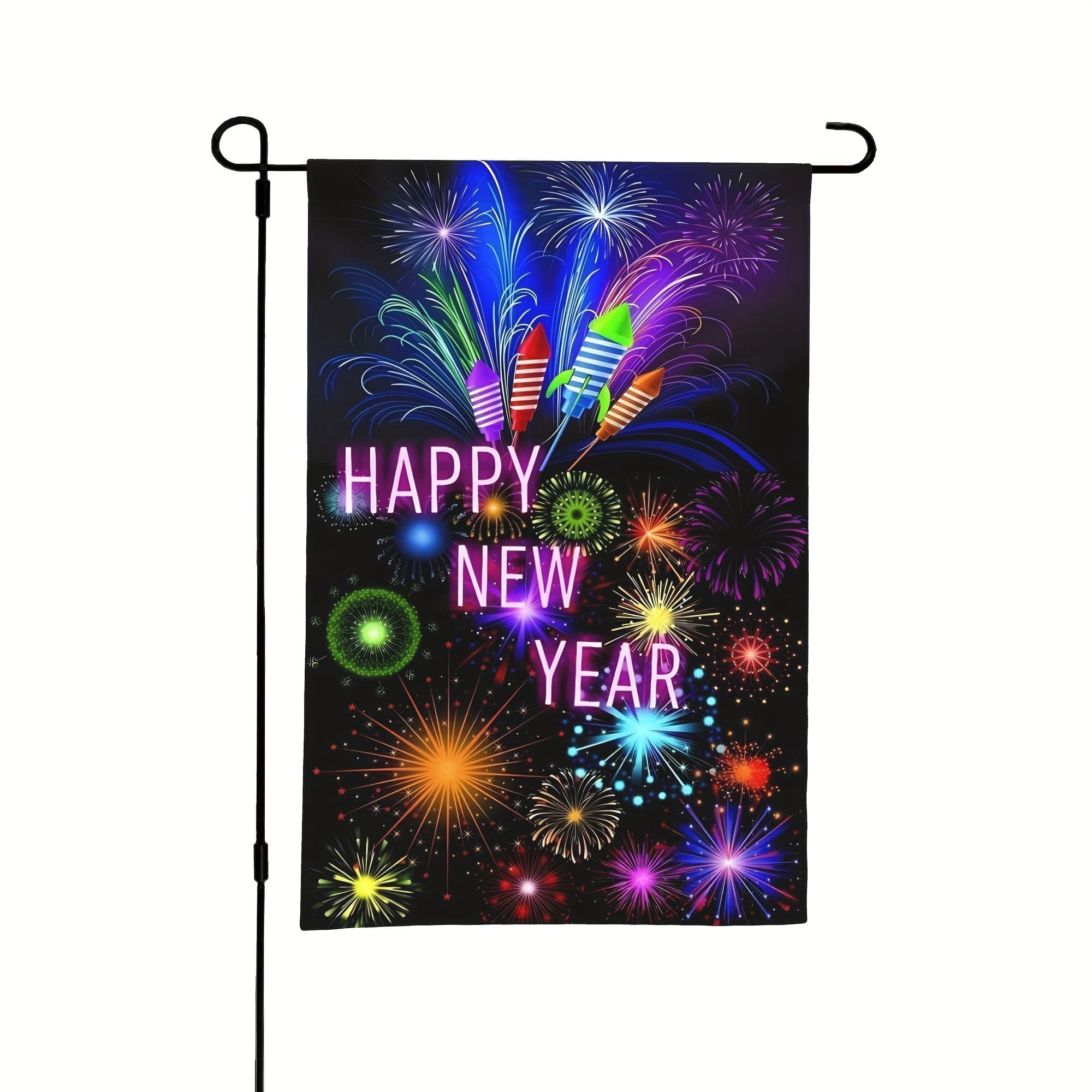 TEMU 1pc, Happy New Year Flag, Christmas Winter Yard Flags, Large Home Decor, Outdoor Decor, Yard Decor, Garden Decorations, Holiday Decoration, Double-sided Printed Courtyard Garden Flag, No Flagpole