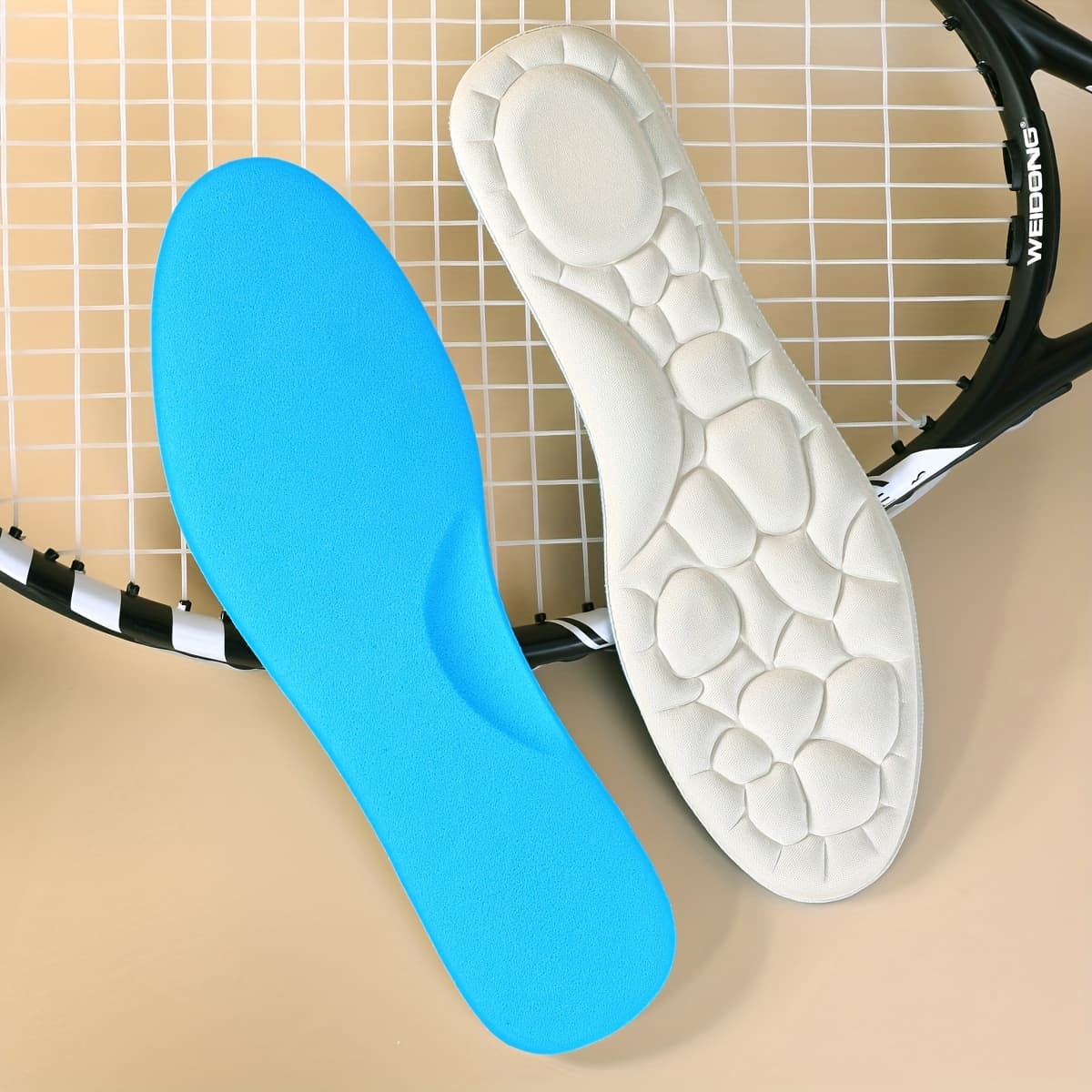 TEMU 1pair Lady Woman Memory Foam Cushioned Foot Pad Massage Shock Absorption Inserts Comfortable Inner Sole Sport Daily Insoles For High Heels, Sneakers