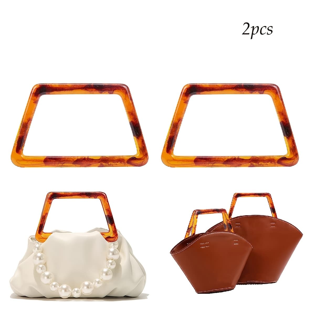 TEMU 2pcs Bags Handles Decorative Handbag Handle Purse Handles Replacement For Handmade Beach Bag Handbags Straw Bag Crocheted Purse Making, Diy Wallet Making