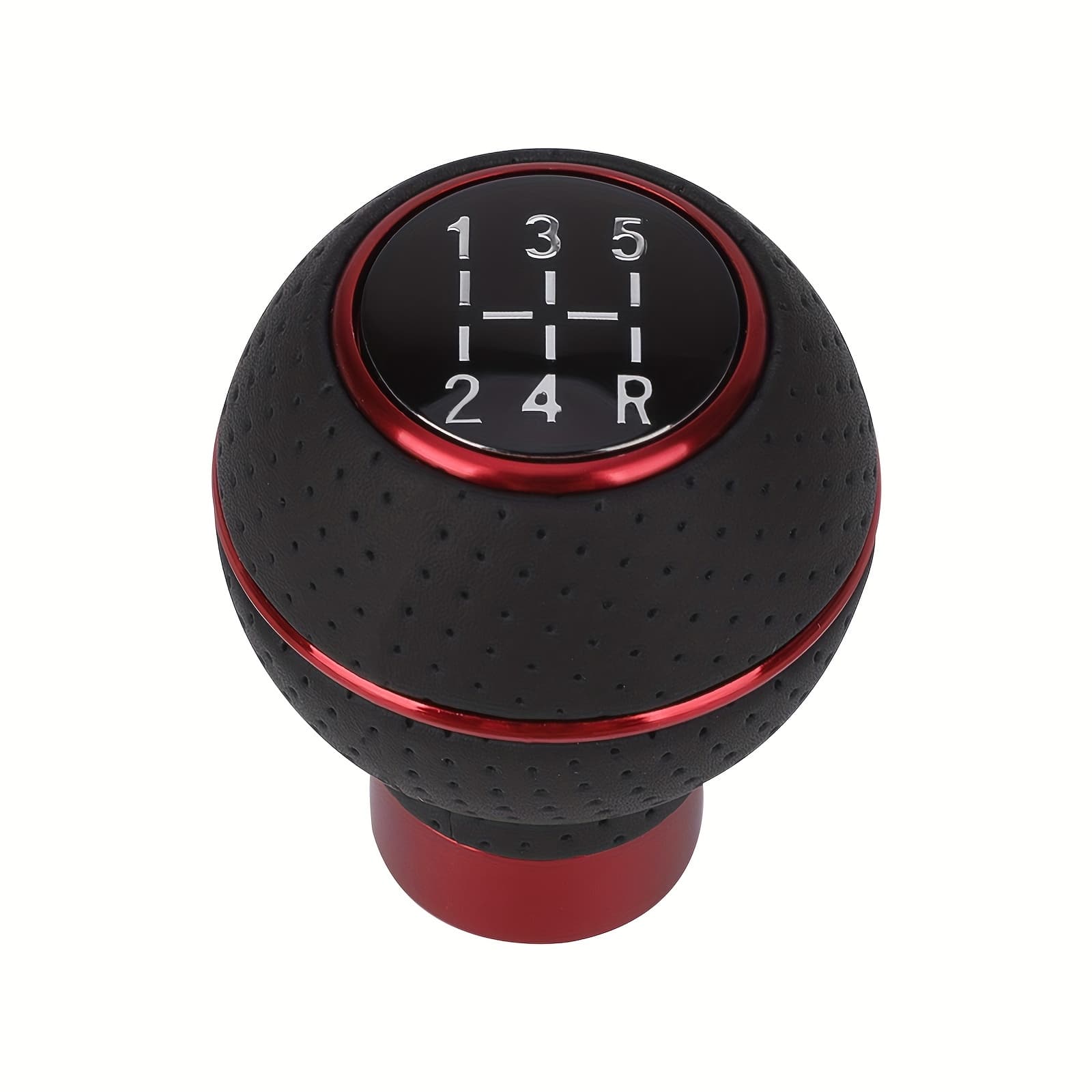 TEMU Aluminum + Genuine Faux Leather Universal 5-speed Spherical Gear Shift Knob/manual Transmission/4 Adapters M8/m10/m11/m12, 4 Screws, 1 Wrench