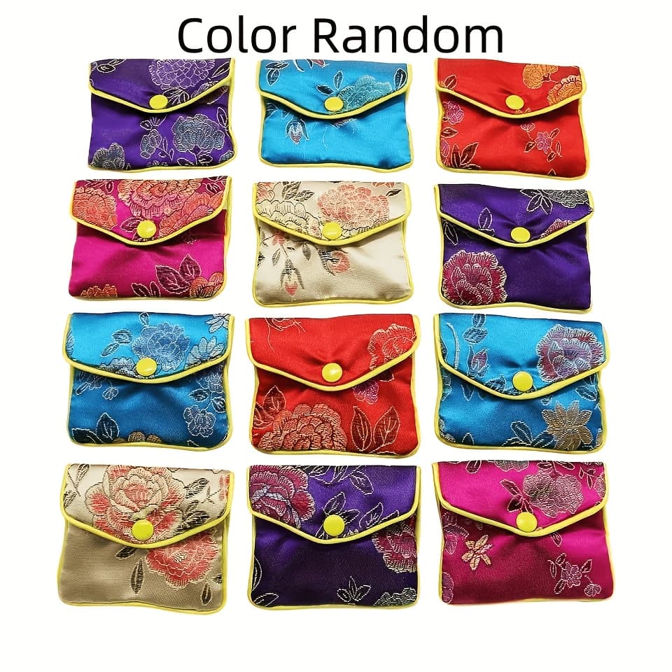 TEMU 12-pack Jewelry Storage Bag Set, In A Of Colors (random Colors), Jewelry Rolls