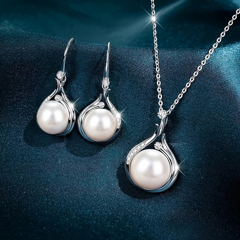 TEMU Elegant And Sophisticated Fashion Set For Women, Including Earrings And Necklace