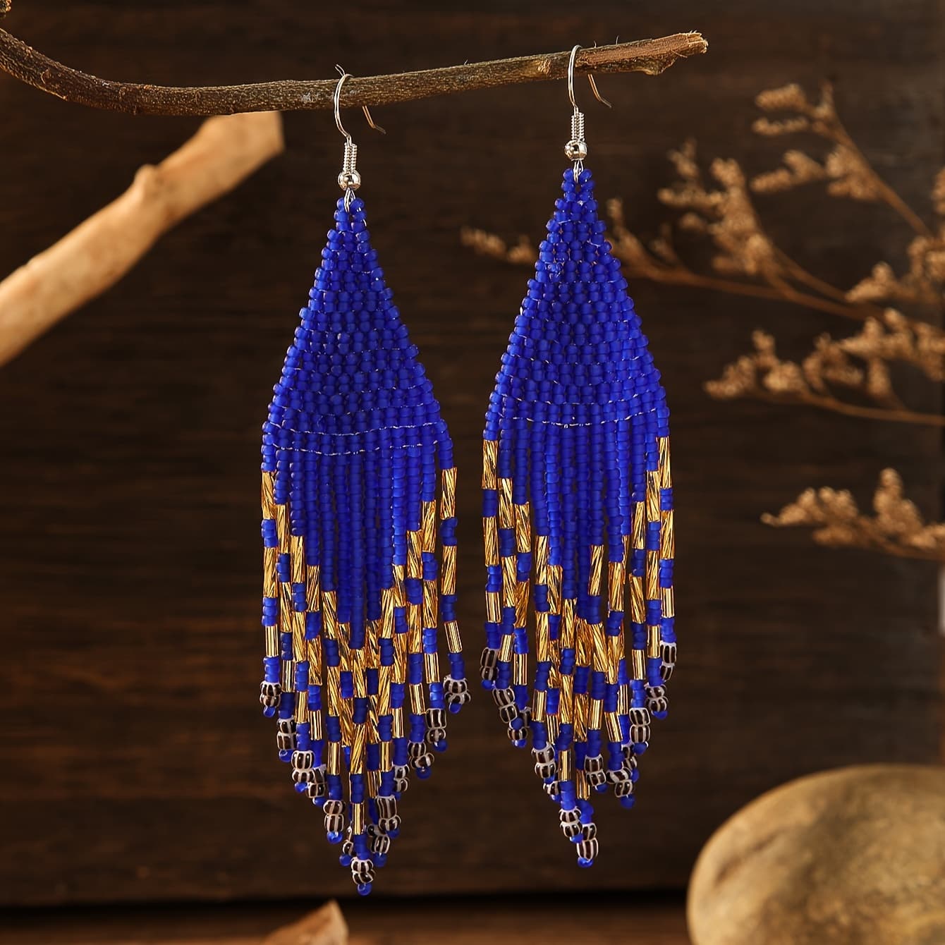 TEMU Handmade Beaded Bohemian Style Drop Earrings, A Hot European And