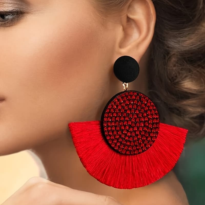 TEMU Fan Inlaid Ear Ornaments