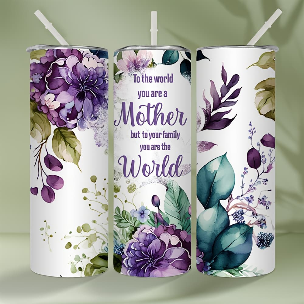 TEMU 20oz Stainless Steel Insulated Mug With Floral And Mother's Quotes For Gift (with Straw)
